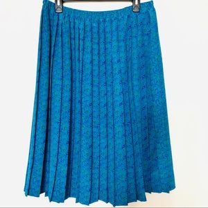 Vintage Leslie Fay pleated skirt blue pattern 18WP